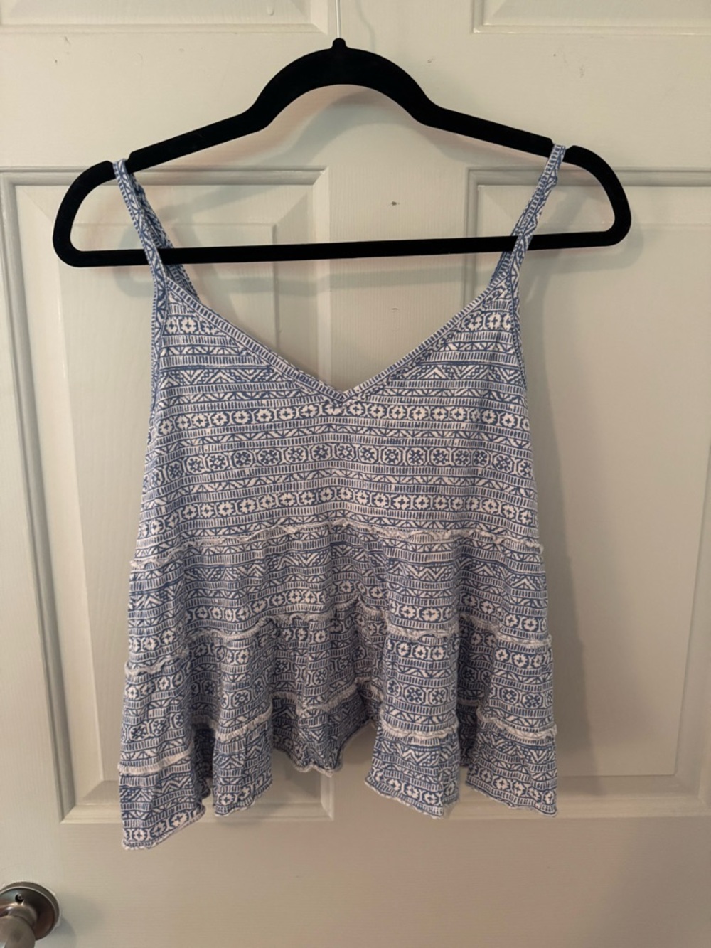 American Eagle Outfitters Blue and White Printed Tank size Large